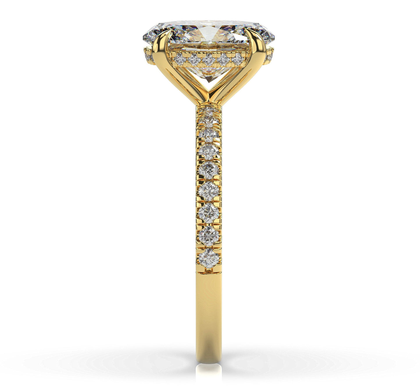 Oval Yellow Gold Hidden Halo Engagement Ring