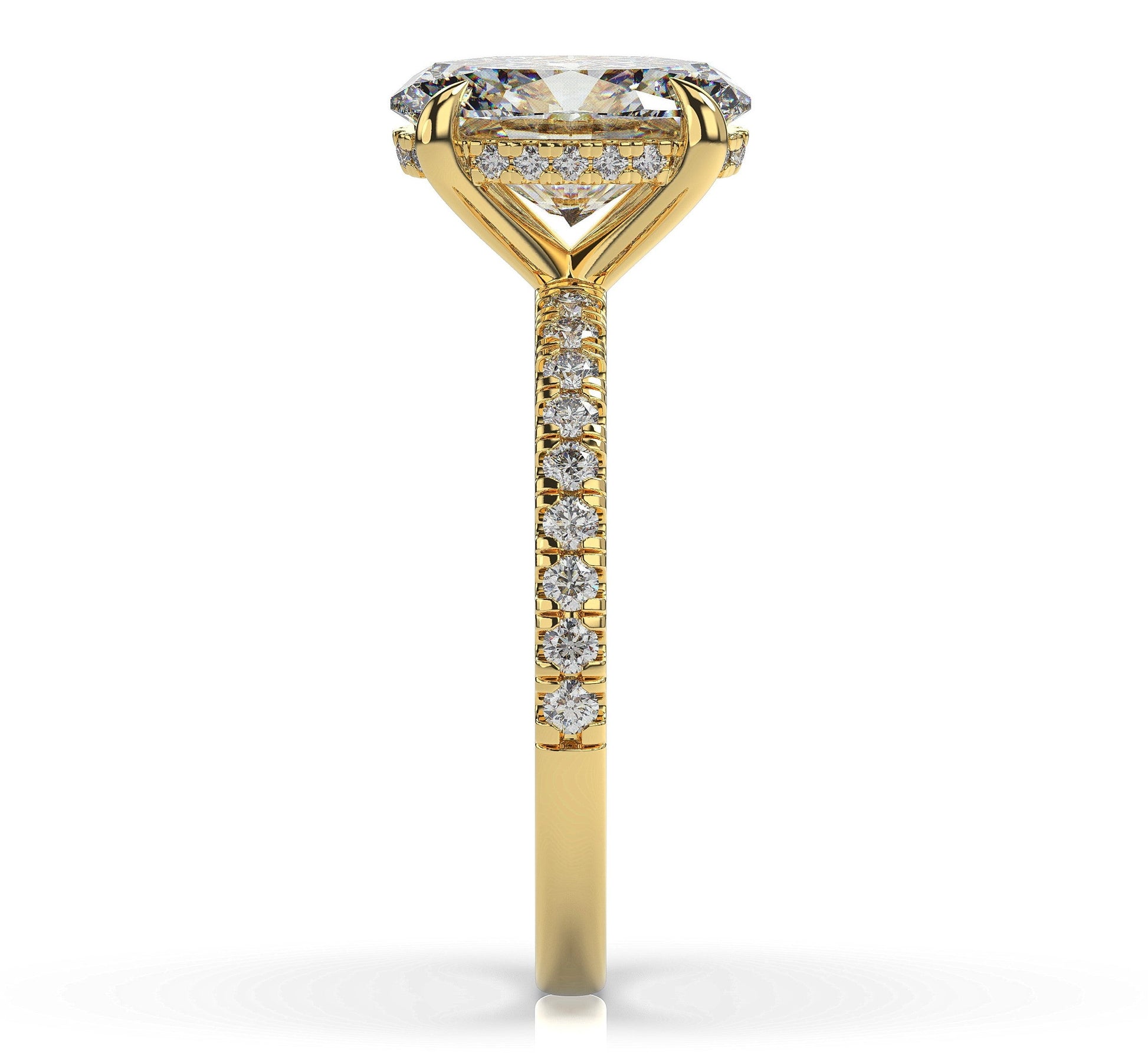 Oval Yellow Gold Hidden Halo Engagement Ring