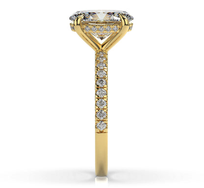 Oval Yellow Gold Hidden Halo Engagement Ring