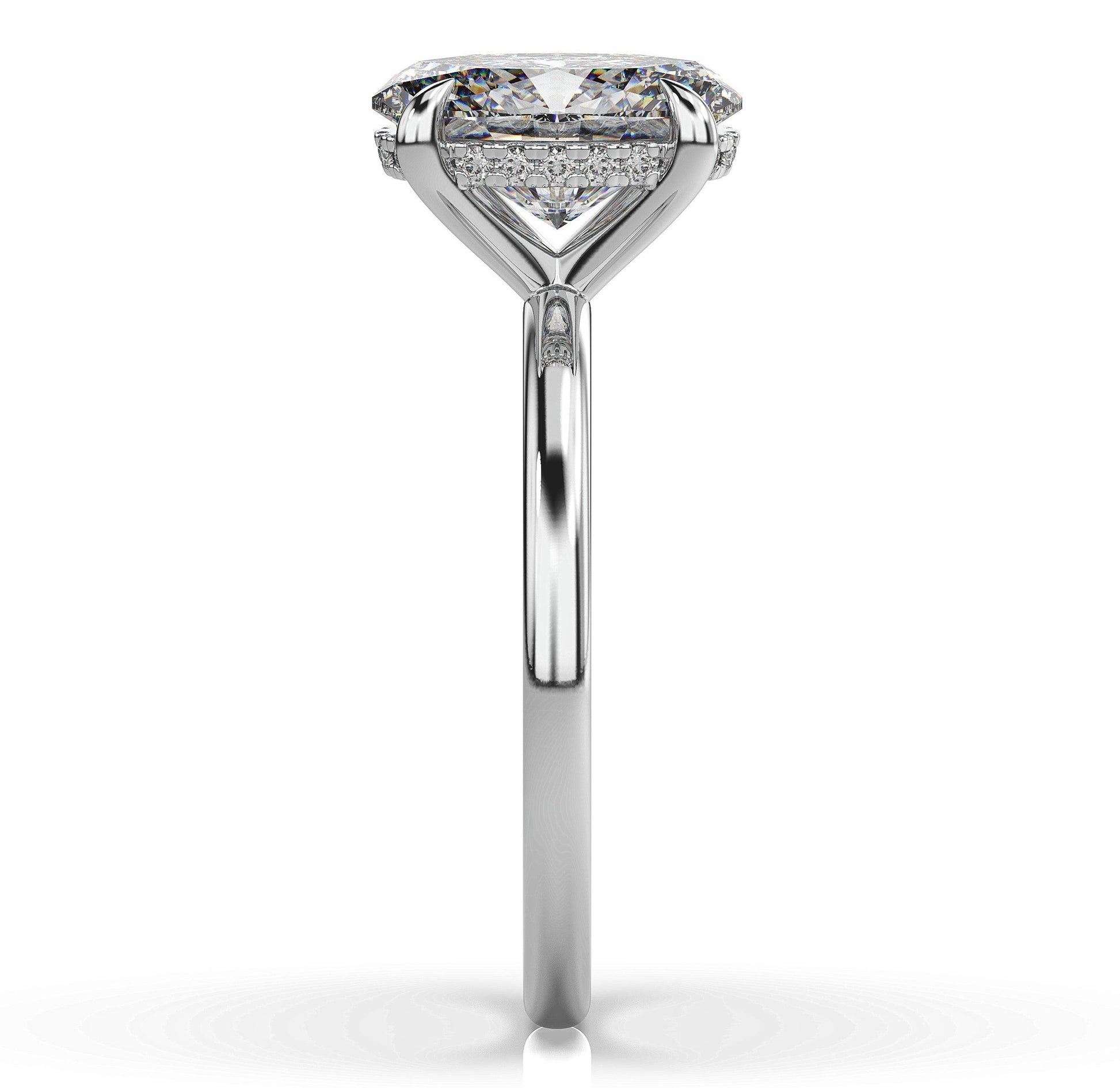 Oval White Gold Hidden Halo Solitaire Engagement Ring