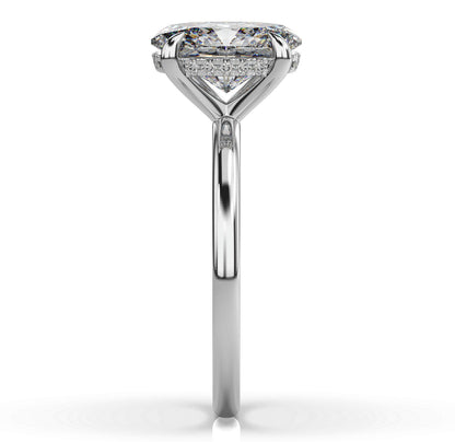 Oval White Gold Hidden Halo Solitaire Engagement Ring