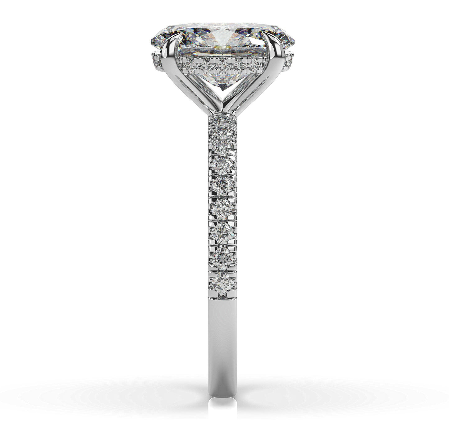 Oval White Gold Hidden Halo Engagement Ring