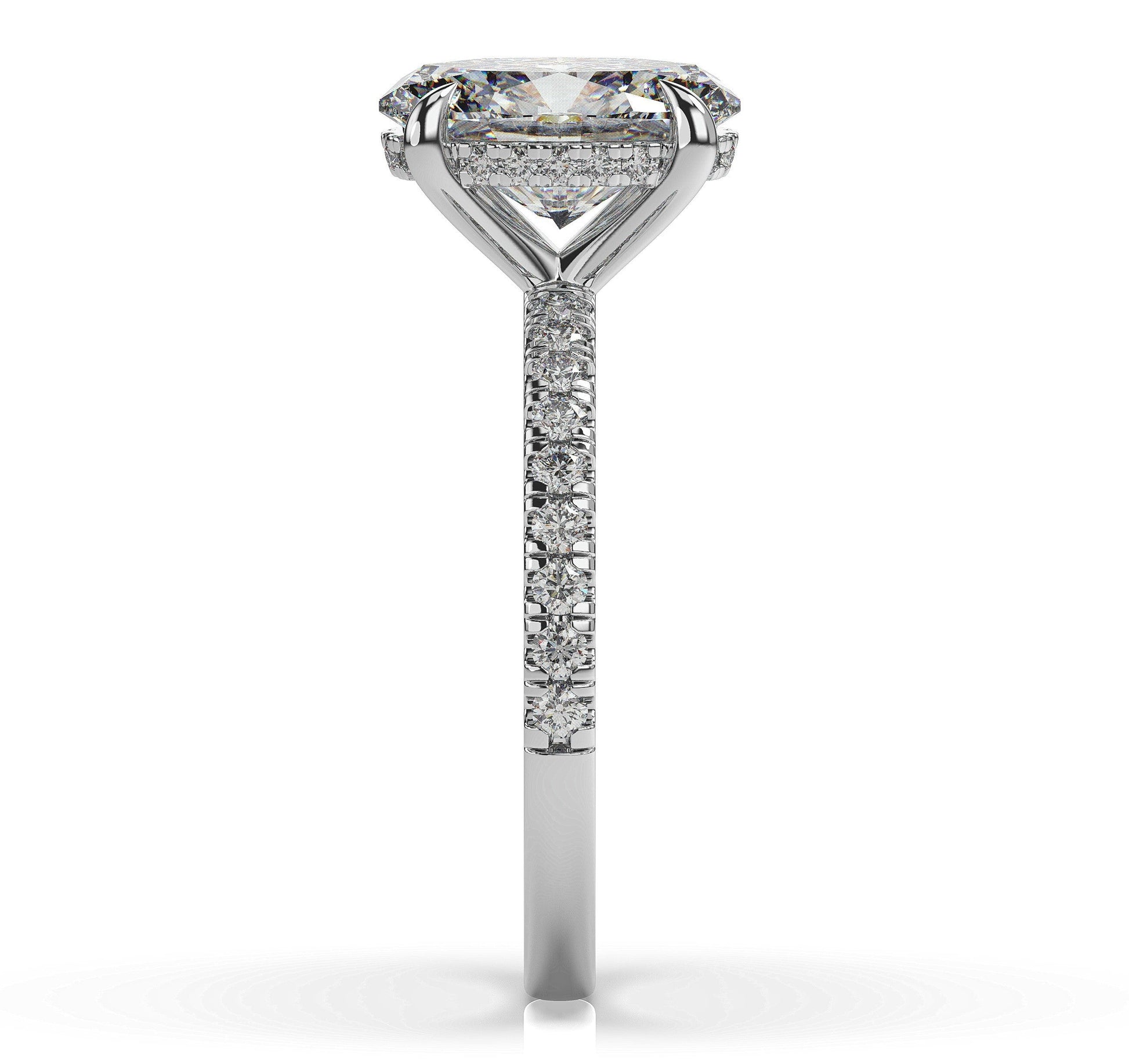 Oval White Gold Hidden Halo Engagement Ring