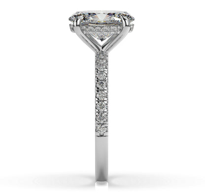 Oval White Gold Hidden Halo Engagement Ring