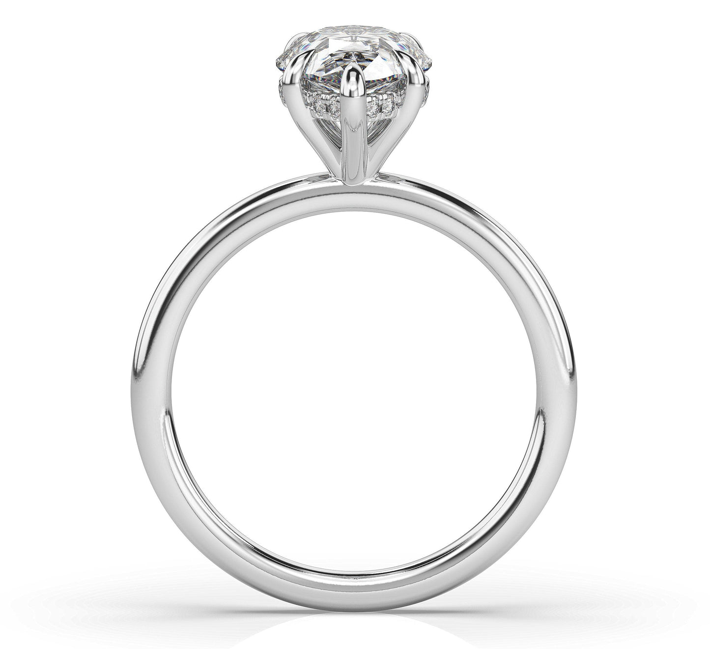 Pear White Gold Hidden Halo Solitaire Engagement Ring