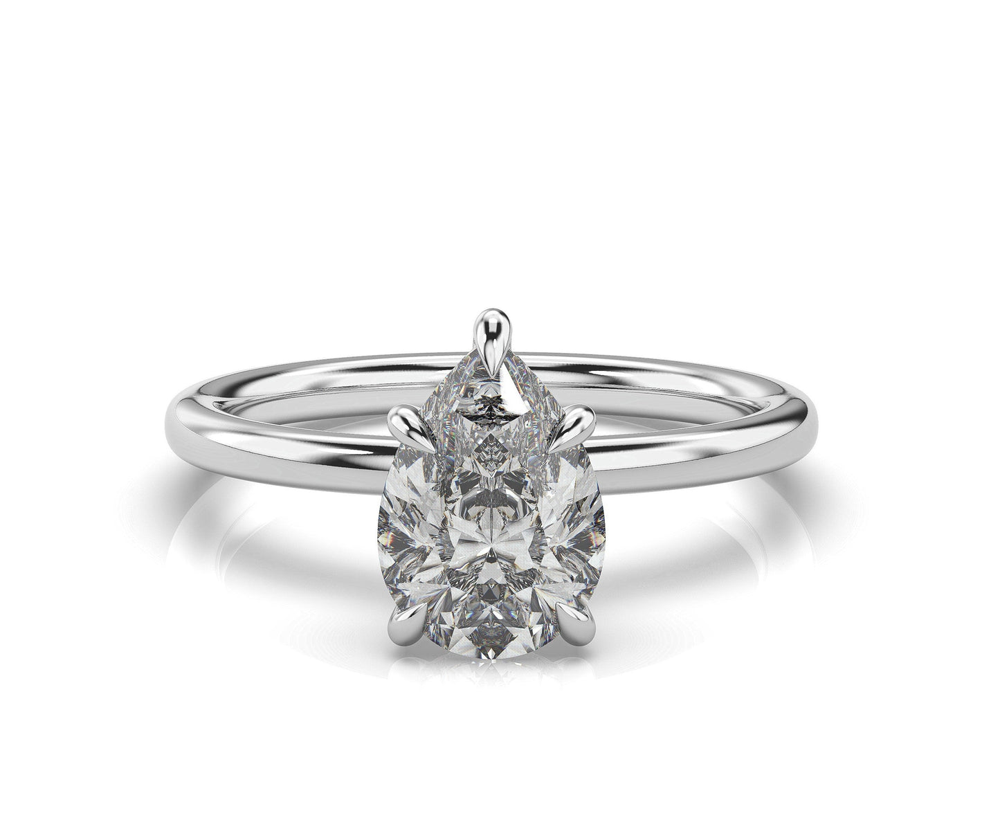 Pear White Gold Hidden Halo Solitaire Engagement Ring