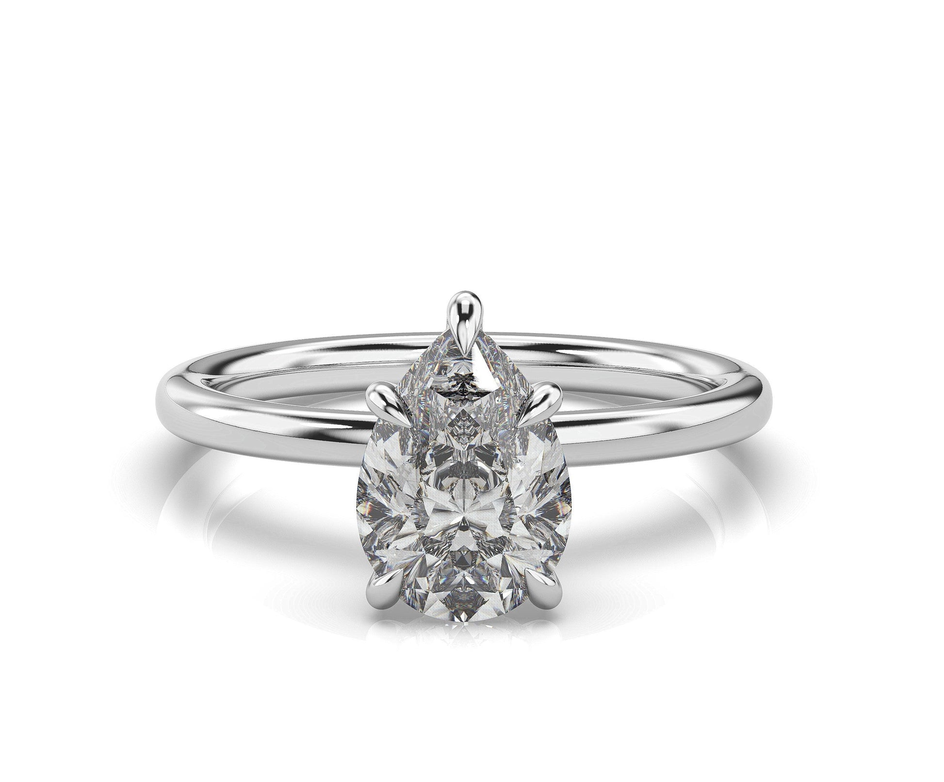 Pear White Gold Hidden Halo Solitaire Engagement Ring