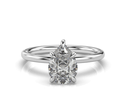 Pear White Gold Hidden Halo Solitaire Engagement Ring