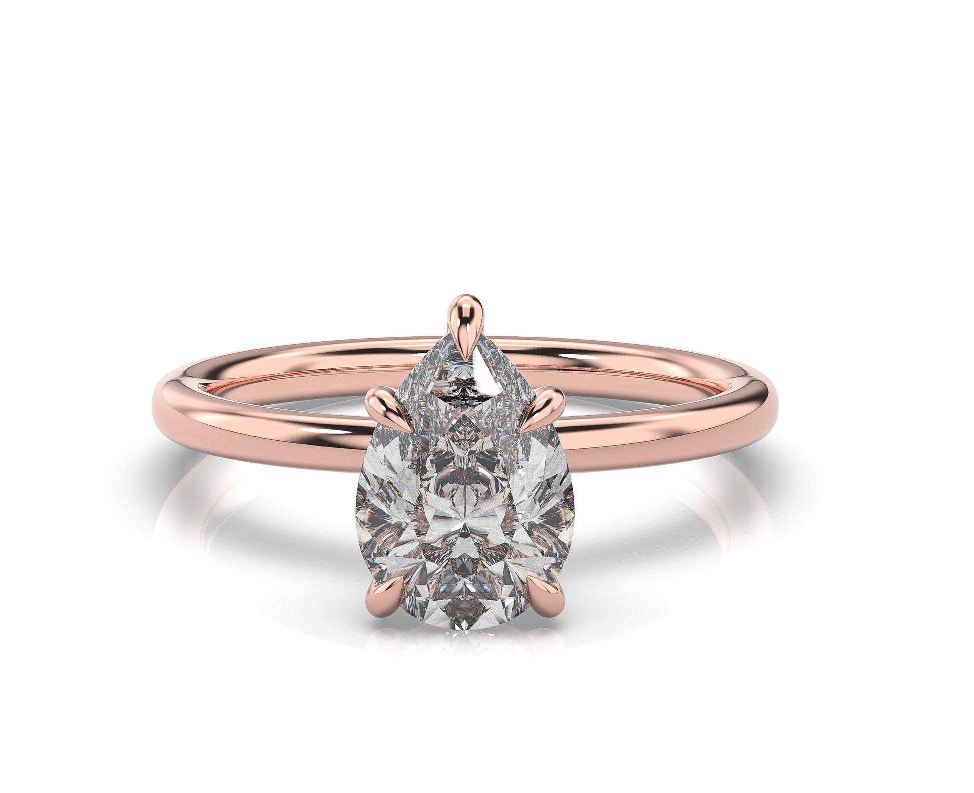 Pear Rose Gold Hidden Halo Solitaire Engagement Ring