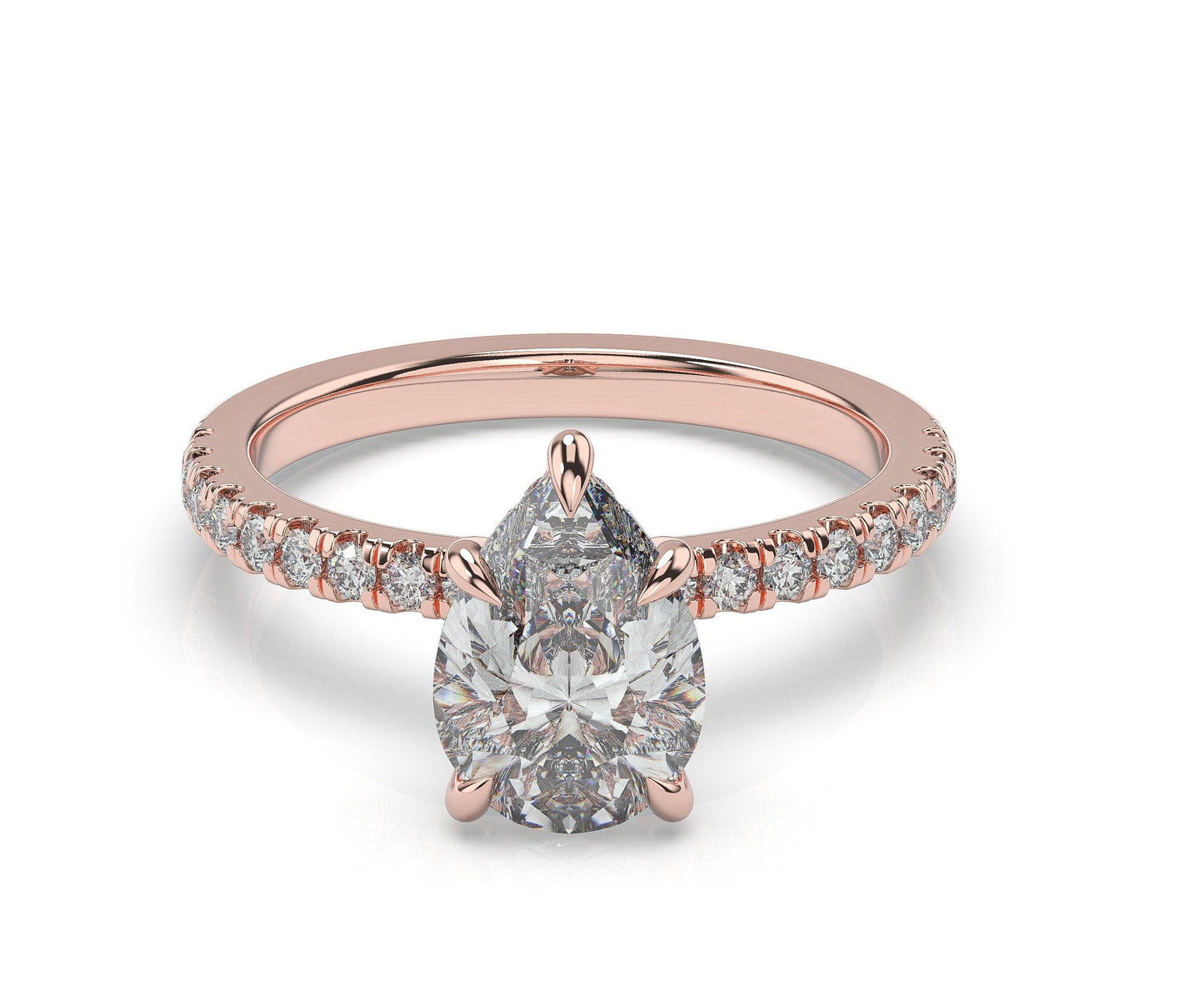Pear Rose Gold Hidden Halo Engagement Ring
