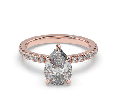Pear Rose Gold Hidden Halo Engagement Ring