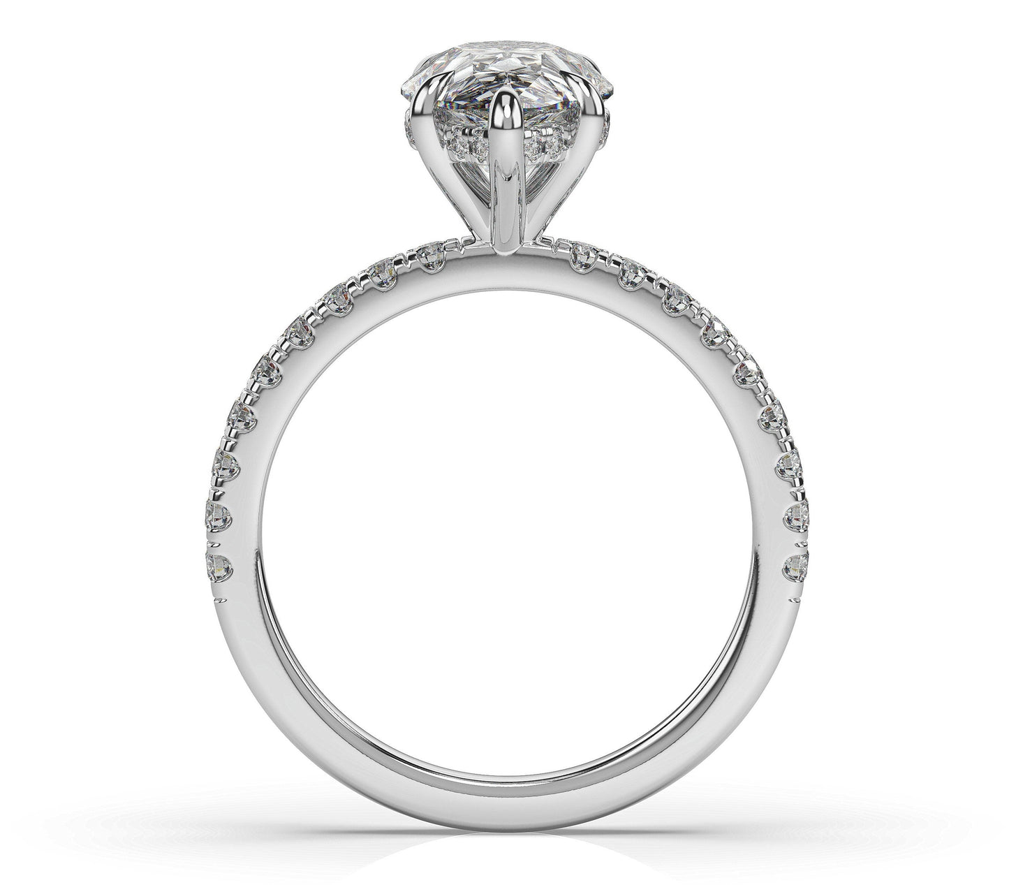 Pear White Gold Hidden Halo Engagement Ring