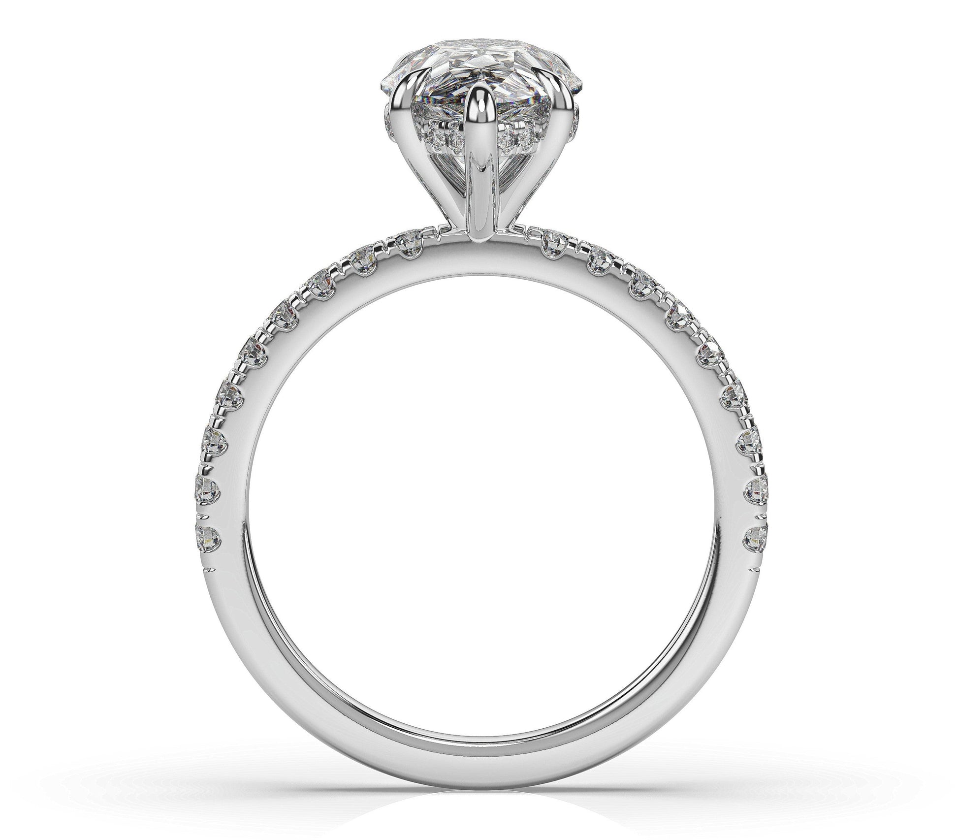 Pear White Gold Hidden Halo Engagement Ring