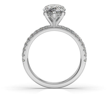 Pear White Gold Hidden Halo Engagement Ring