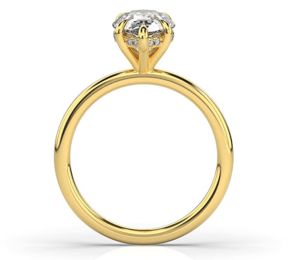 Pear Yellow Gold Hidden Halo Solitaire Engagement Ring