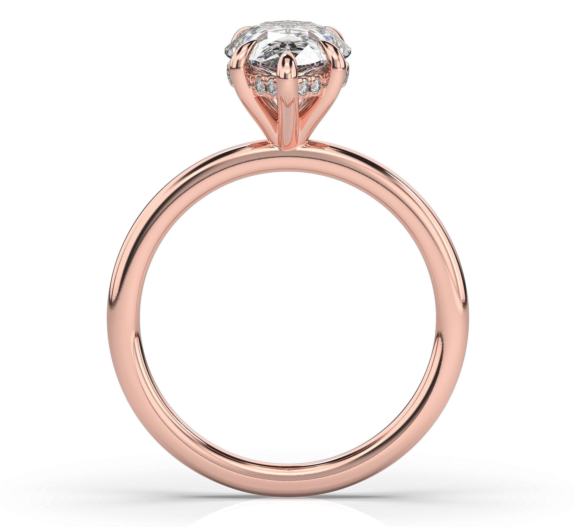 Pear Rose Gold Hidden Halo Solitaire Engagement Ring