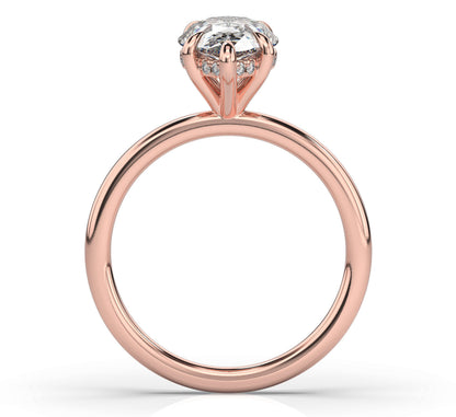 Pear Rose Gold Hidden Halo Solitaire Engagement Ring