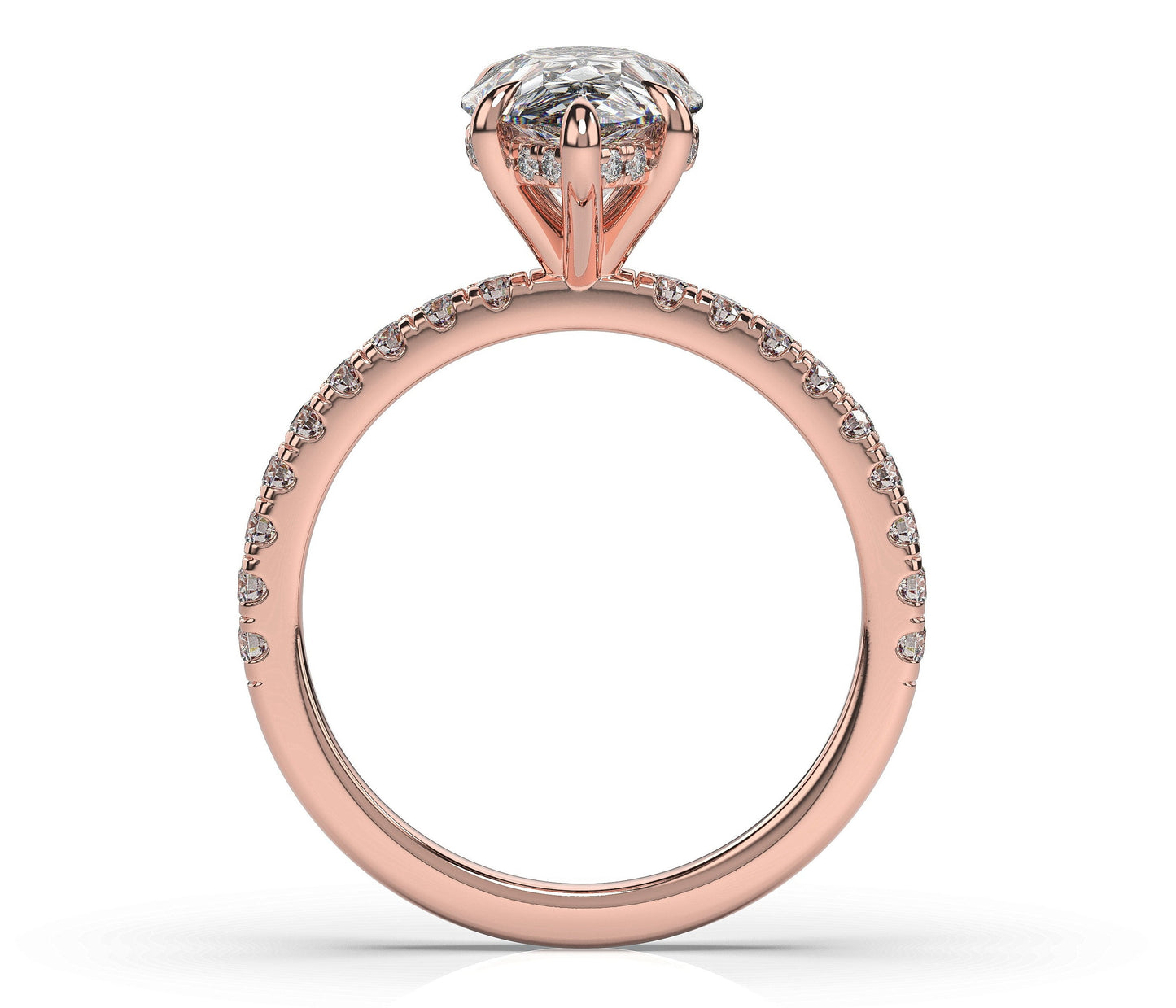 Pear Rose Gold Hidden Halo Engagement Ring