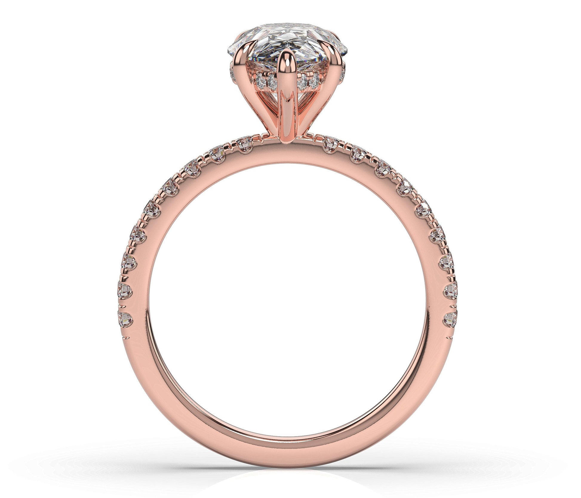 Pear Rose Gold Hidden Halo Engagement Ring