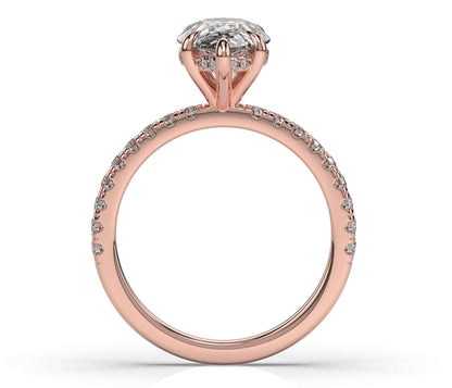 Pear Rose Gold Hidden Halo Engagement Ring