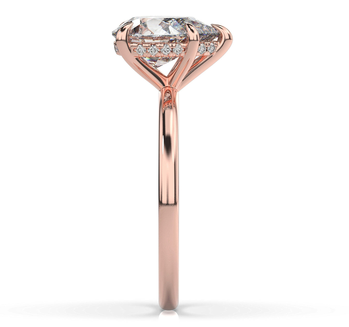 Pear Rose Gold Hidden Halo Solitaire Engagement Ring