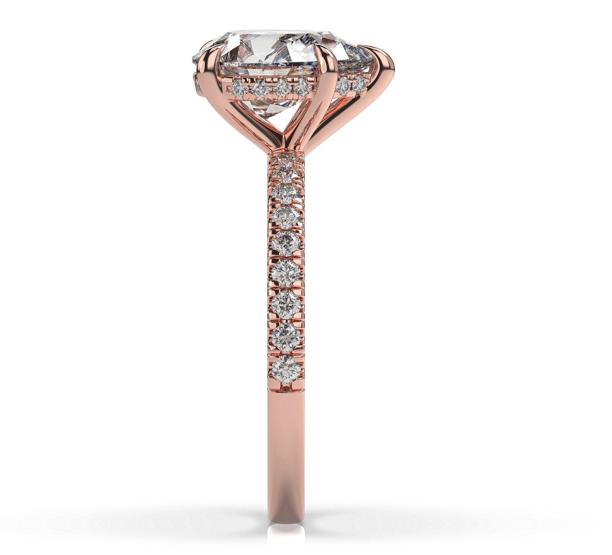 Pear Rose Gold Hidden Halo Engagement Ring