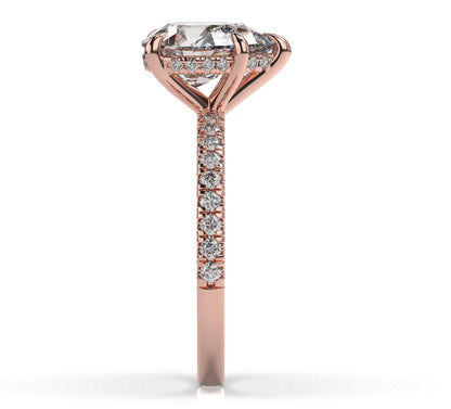 Pear Rose Gold Hidden Halo Engagement Ring