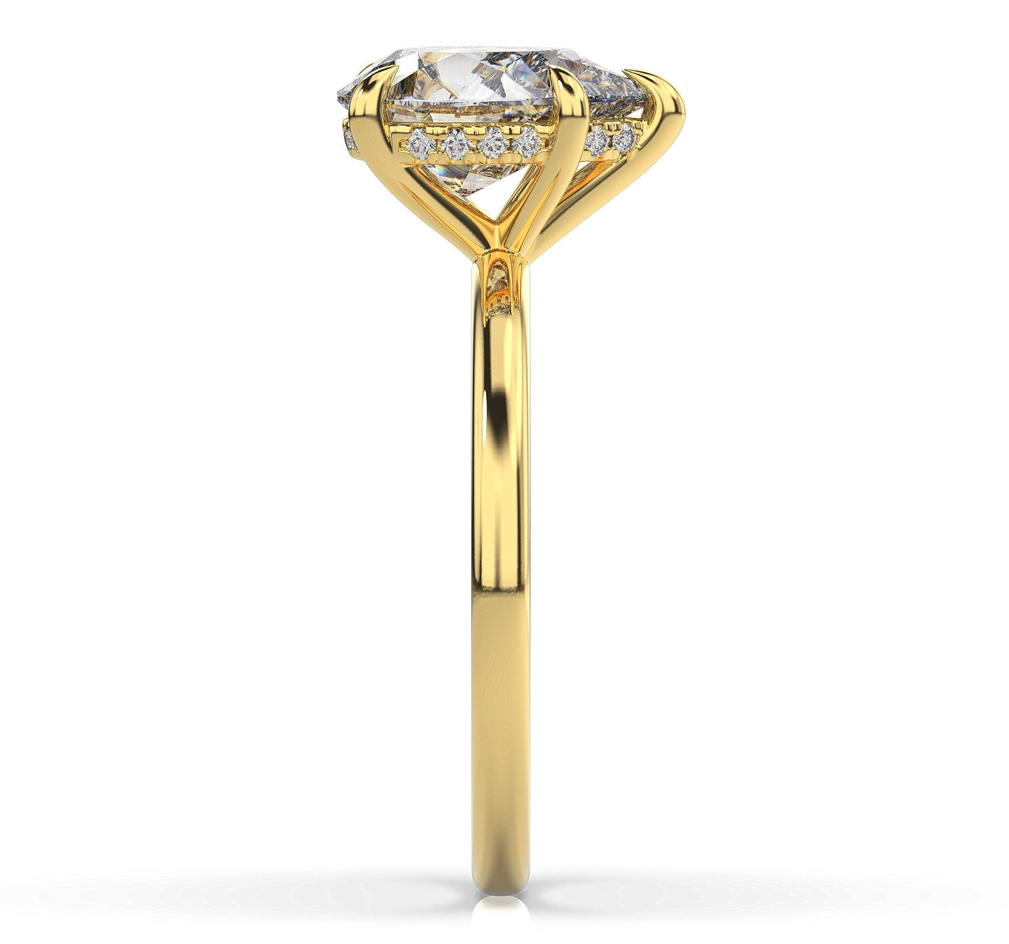 Pear Yellow Gold Hidden Halo Solitaire Engagement Ring