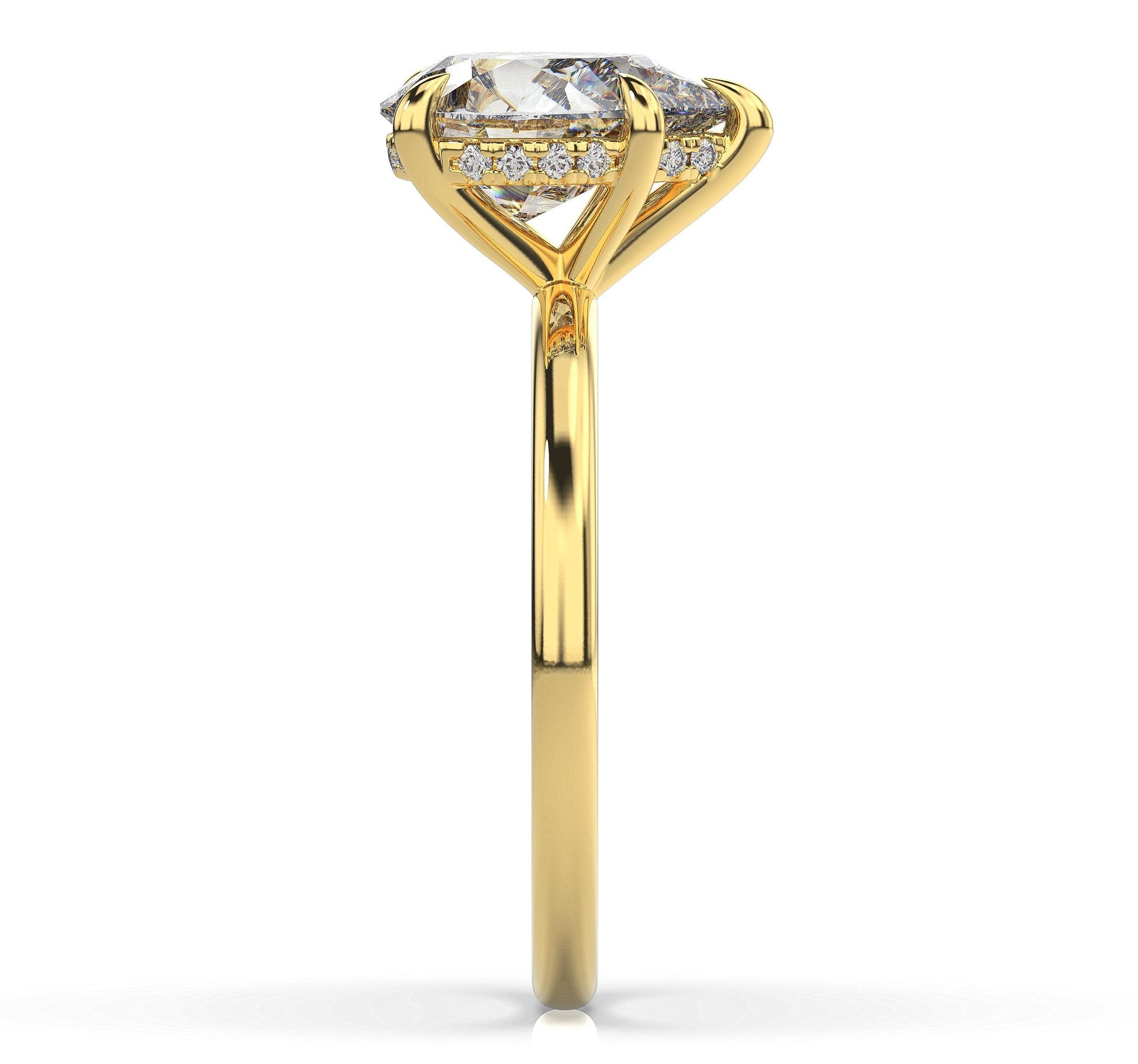 Pear Yellow Gold Hidden Halo Solitaire Engagement Ring