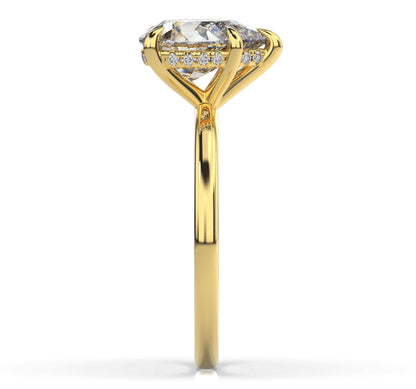 Pear Yellow Gold Hidden Halo Solitaire Engagement Ring