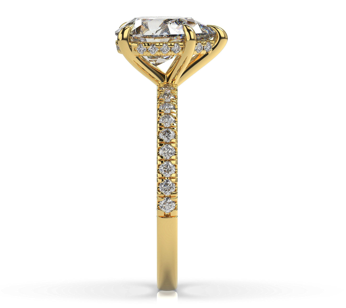 Pear Yellow Gold Hidden Halo Engagement Ring