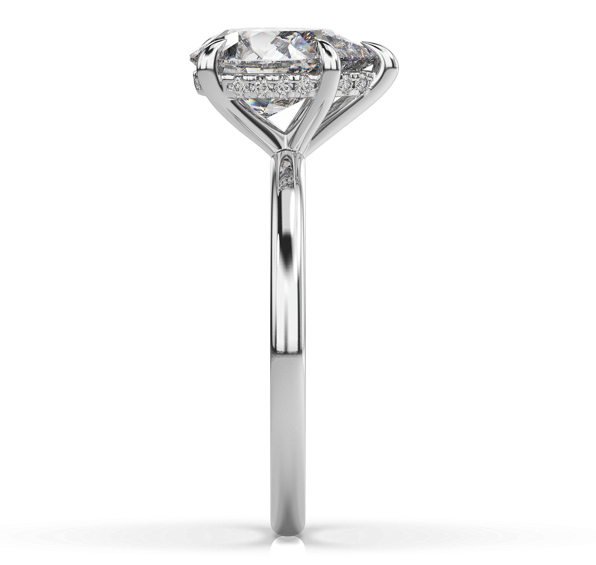 Pear White Gold Hidden Halo Solitaire Engagement Ring