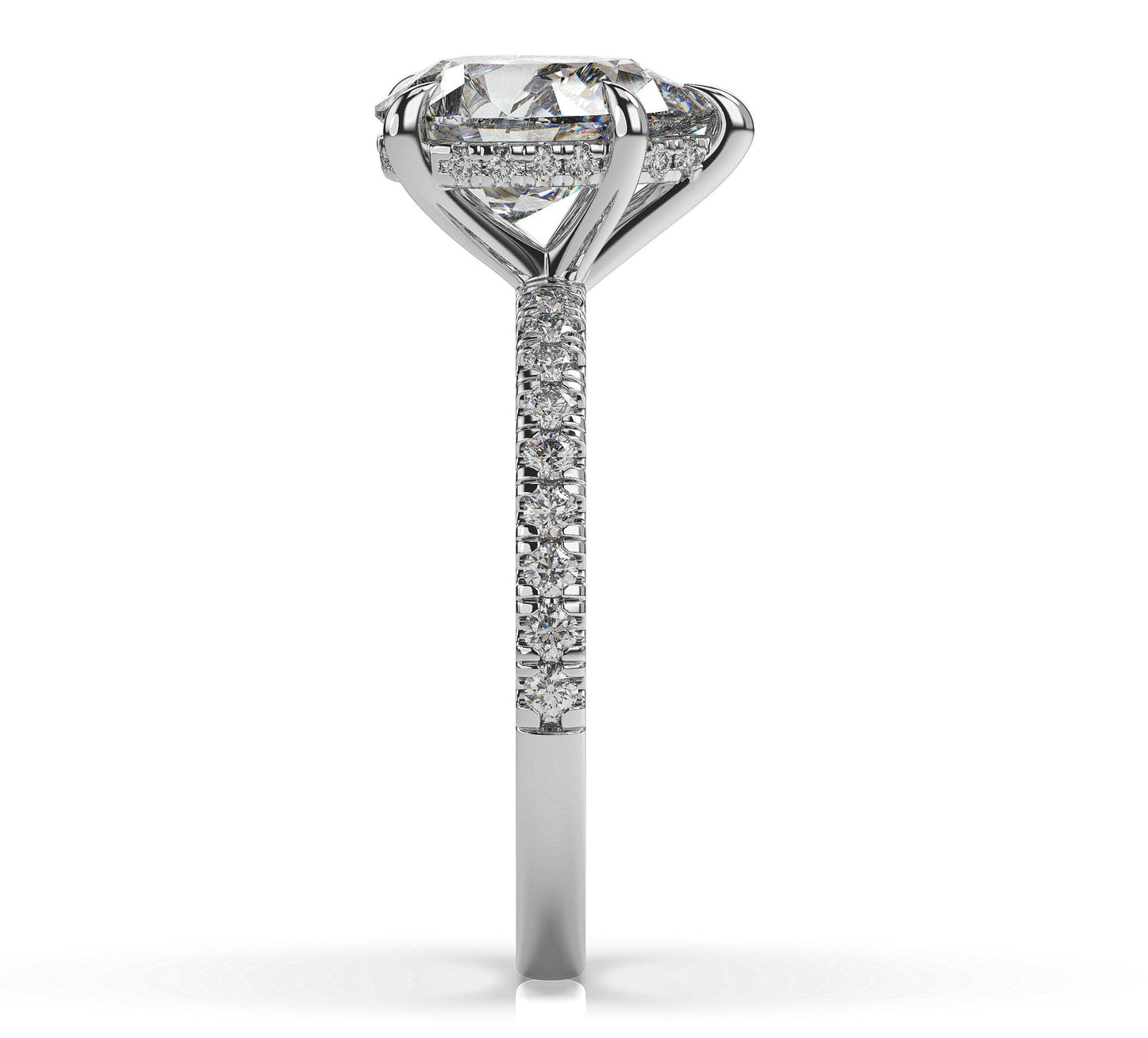 Pear White Gold Hidden Halo Engagement Ring