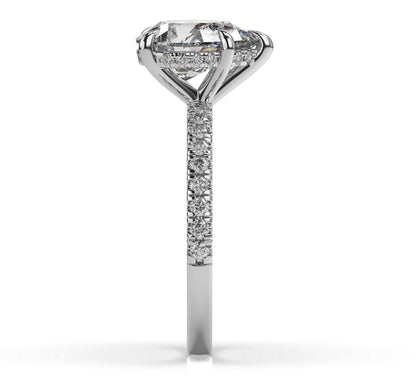 Pear White Gold Hidden Halo Engagement Ring