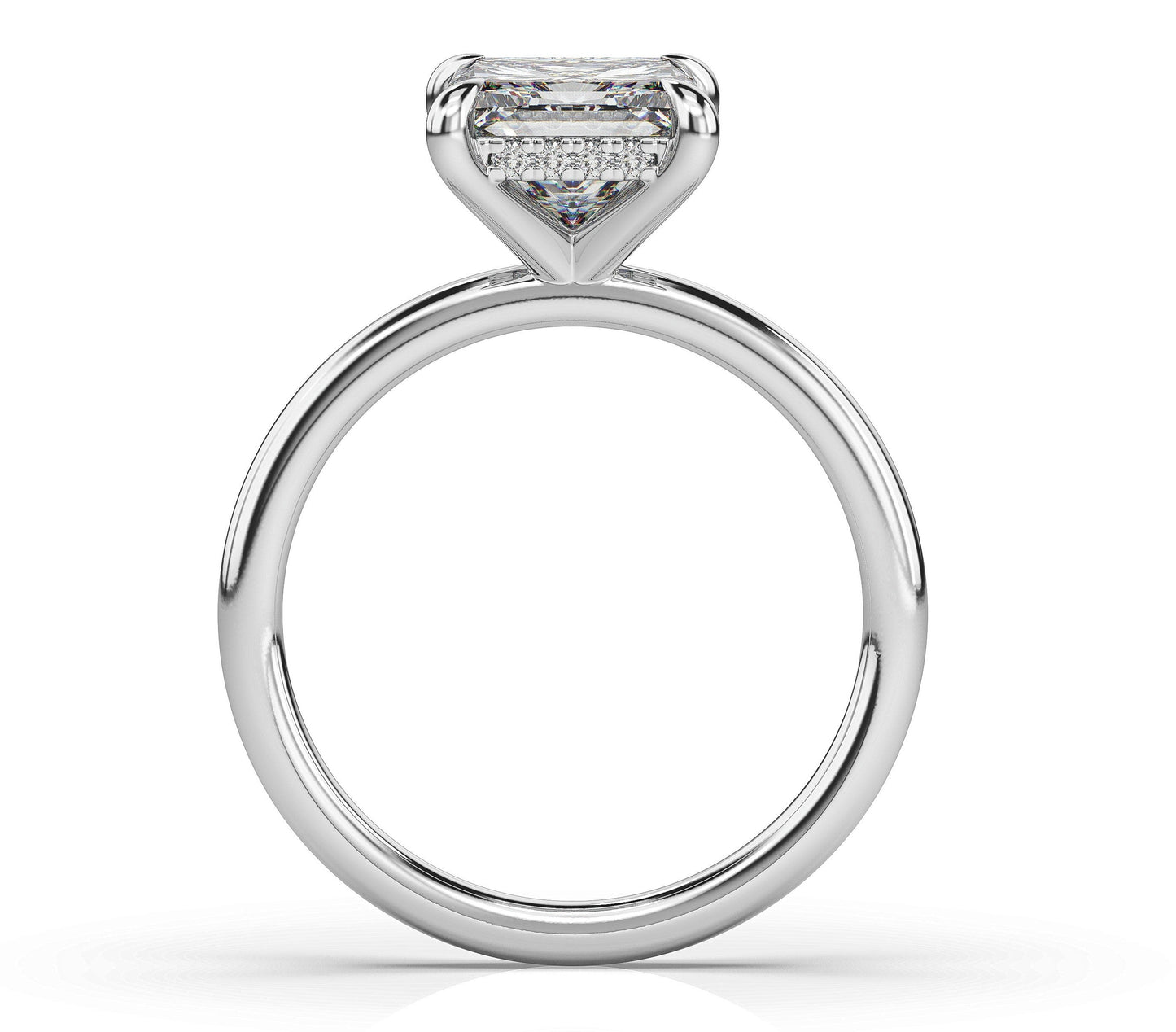 Princess White Gold Hidden Halo Solitaire Engagement Ring