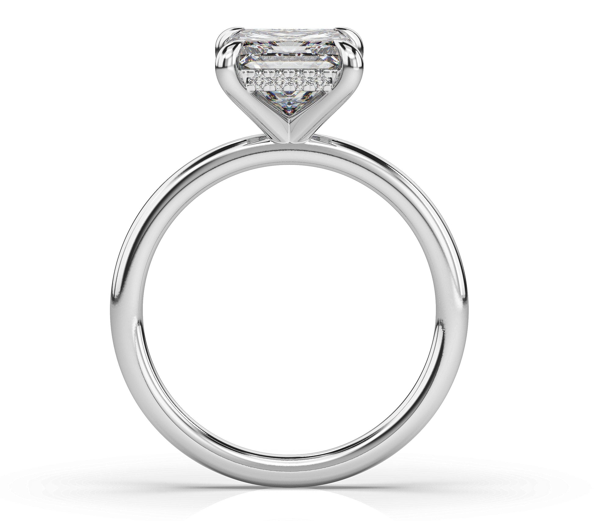 Princess White Gold Hidden Halo Solitaire Engagement Ring