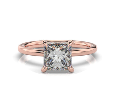 Princess Rose Gold Hidden Halo Solitaire Engagement Ring