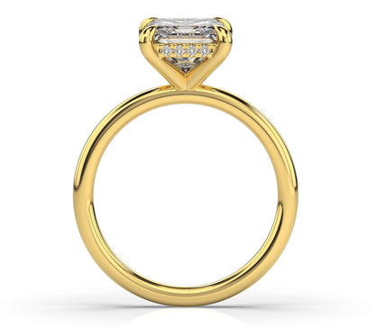 Princess Yellow Gold Hidden Halo Solitaire Engagement Ring