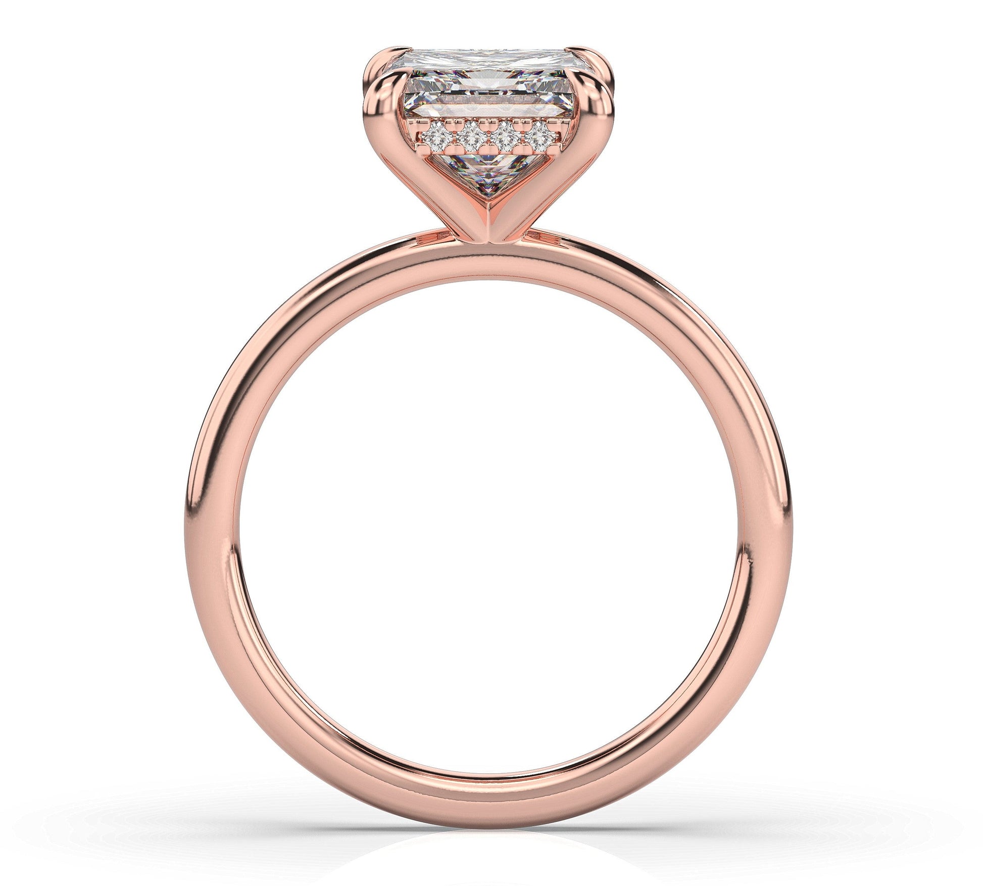 Princess Rose Gold Hidden Halo Solitaire Engagement Ring