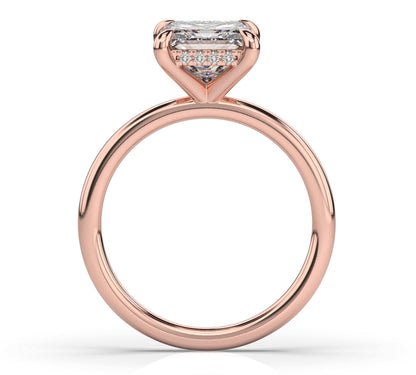Princess Rose Gold Hidden Halo Solitaire Engagement Ring