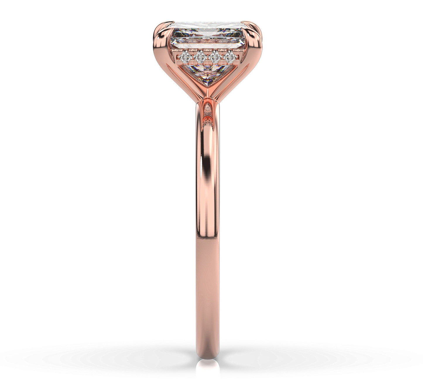 Princess Rose Gold Hidden Halo Solitaire Engagement Ring