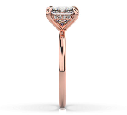 Princess Rose Gold Hidden Halo Solitaire Engagement Ring