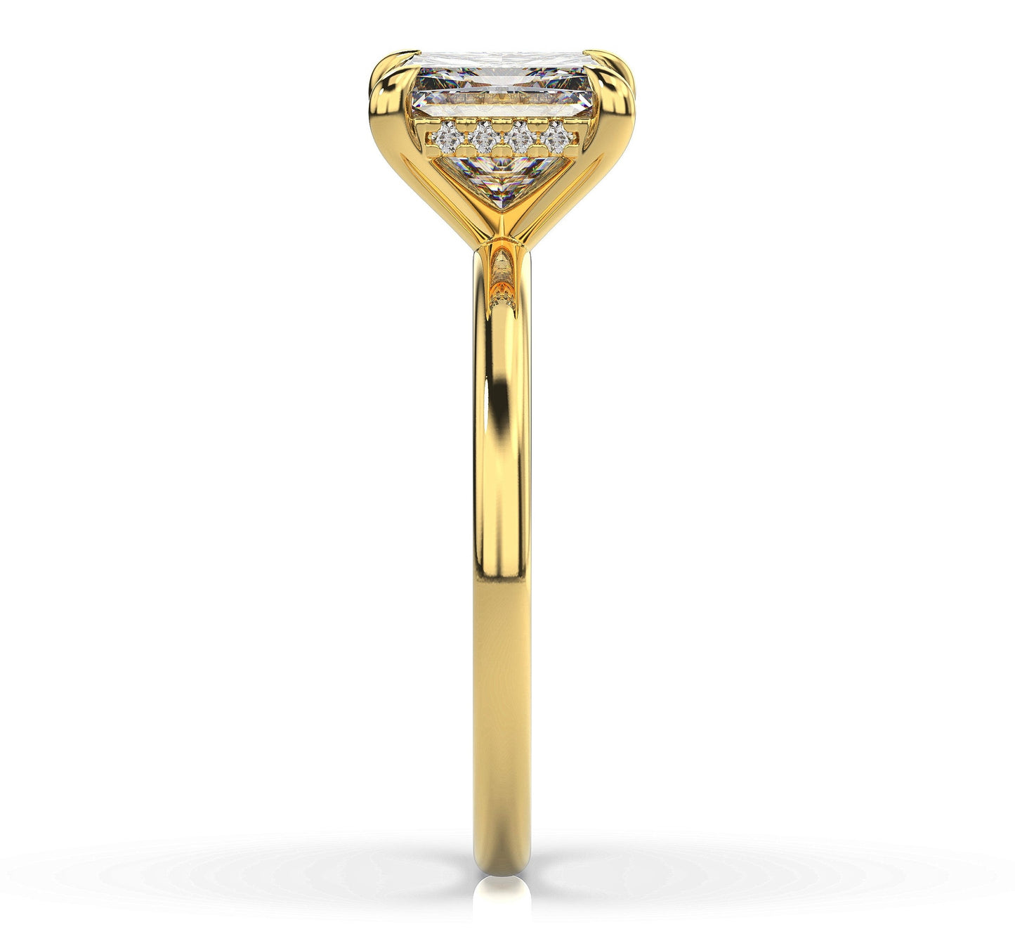 Princess Yellow Gold Hidden Halo Solitaire Engagement Ring