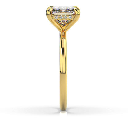 Princess Yellow Gold Hidden Halo Solitaire Engagement Ring
