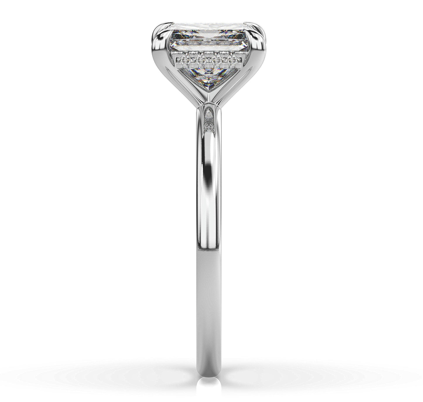 Princess White Gold Hidden Halo Solitaire Engagement Ring