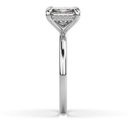 Princess White Gold Hidden Halo Solitaire Engagement Ring