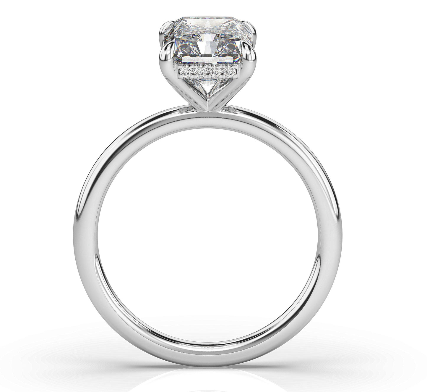 Radiant White Gold Hidden Halo Solitaire Engagement Ring
