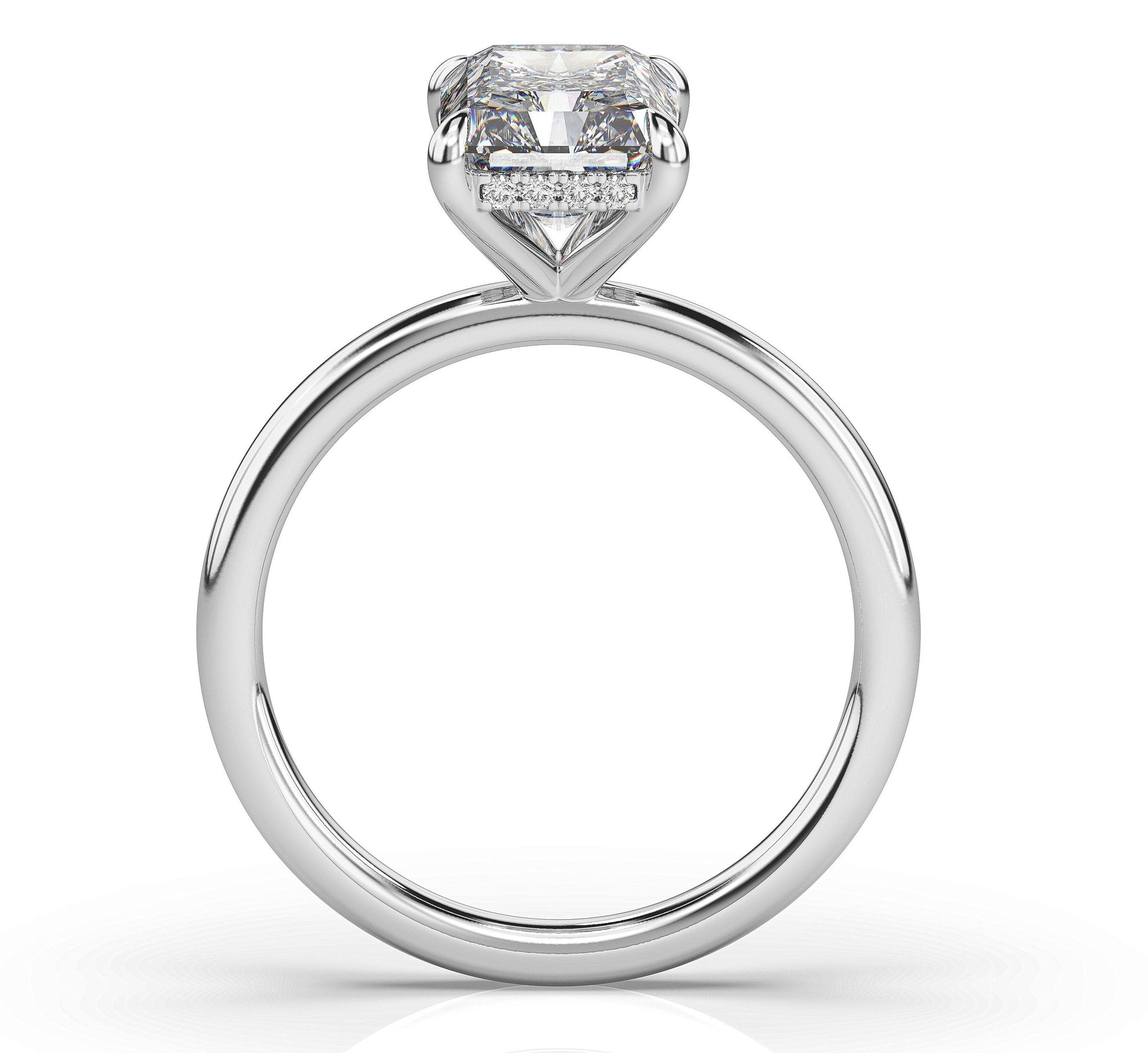 Radiant White Gold Hidden Halo Solitaire Engagement Ring