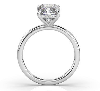 Radiant White Gold Hidden Halo Solitaire Engagement Ring