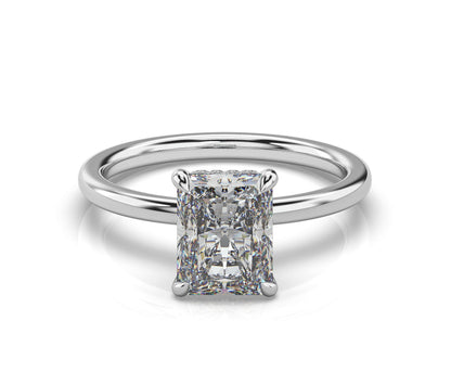 Radiant White Gold Hidden Halo Solitaire Engagement Ring